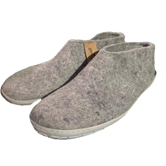 Glerups Gray Felted Wool Leather Sole Slip On Slippers Men’s Shoes Size 47 - NEW - Picture 1 of 5
